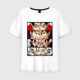 Мужская футболка хлопок Oversize с принтом Луффи пятый гир   One Piece , 100% хлопок | свободный крой, круглый ворот, “спинка” длиннее передней части | 
