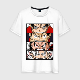 Мужская футболка хлопок с принтом Луффи пятый гир   One Piece , 100% хлопок | прямой крой, круглый вырез горловины, длина до линии бедер, слегка спущенное плечо. | 