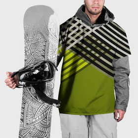 Накидка на куртку 3D с принтом Косые черно белые полосы на оливковом фоне в Кировске, 100% полиэстер |  | 