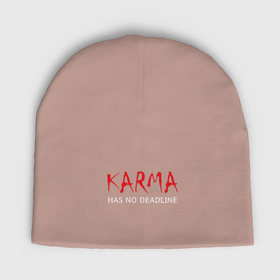 Мужская шапка демисезонная с принтом Karma has no deadline ,  |  | Тематика изображения на принте: 