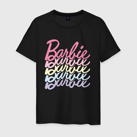 Светящаяся мужская футболка с принтом Multi colored Barbie logo в Курске,  |  | Тематика изображения на принте: 