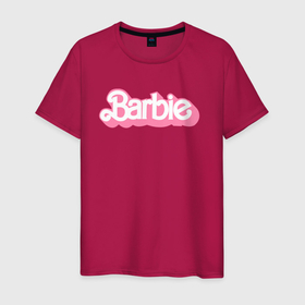 Светящаяся мужская футболка с принтом Pink logo Barbie в Курске,  |  | Тематика изображения на принте: 