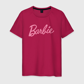 Светящаяся мужская футболка с принтом Pink Barbie logo в Курске,  |  | Тематика изображения на принте: 