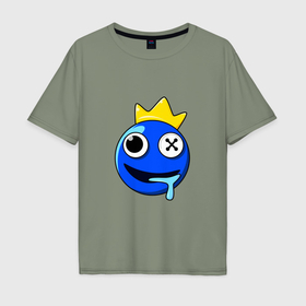 Мужская футболка хлопок Oversize с принтом Радужные друзья Синий голова в Кировске, 100% хлопок | свободный крой, круглый ворот, “спинка” длиннее передней части | 
