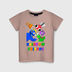 Детская футболка хлопок с принтом Rainbow Friends персонажи , 100% хлопок | круглый вырез горловины, полуприлегающий силуэт, длина до линии бедер | 