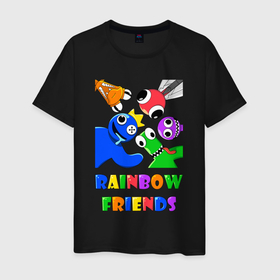 Мужская футболка хлопок с принтом Rainbow Friends персонажи в Тюмени, 100% хлопок | прямой крой, круглый вырез горловины, длина до линии бедер, слегка спущенное плечо. | 