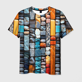 Мужская футболка 3D с принтом Коллекция камней в Кировске, 100% полиэфир | прямой крой, круглый вырез горловины, длина до линии бедер | 