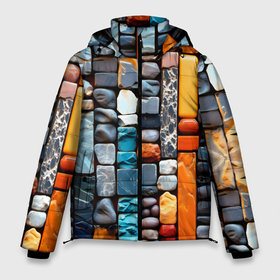 Мужская зимняя куртка 3D с принтом Коллекция камней в Екатеринбурге, верх — 100% полиэстер; подкладка — 100% полиэстер; утеплитель — 100% полиэстер | длина ниже бедра, свободный силуэт Оверсайз. Есть воротник-стойка, отстегивающийся капюшон и ветрозащитная планка. 

Боковые карманы с листочкой на кнопках и внутренний карман на молнии. | Тематика изображения на принте: 