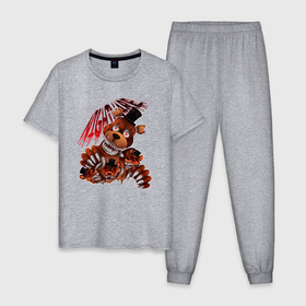 Мужская пижама хлопок с принтом Ночной кошмар Фредди в Белгороде, 100% хлопок | брюки и футболка прямого кроя, без карманов, на брюках мягкая резинка на поясе и по низу штанин
 | 