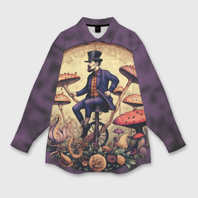 Мужская рубашка oversize 3D с принтом джентельмен в грибной стране в Новосибирске,  |  | 