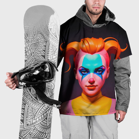 Накидка на куртку 3D с принтом Девушка клоун с жёлтыми волосами в Ухте, 100% полиэстер |  | Тематика изображения на принте: 