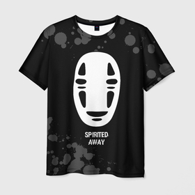 Мужская футболка 3D с принтом Spirited Away glitch на темном фоне , 100% полиэфир | прямой крой, круглый вырез горловины, длина до линии бедер | 