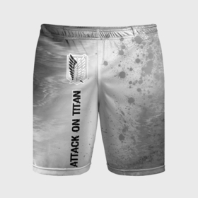 Мужские шорты спортивные с принтом Attack on Titan glitch на светлом фоне: по вертикали в Петрозаводске,  |  | Тематика изображения на принте: 