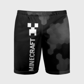 Мужские шорты спортивные с принтом Minecraft glitch на темном фоне: по вертикали ,  |  | 
