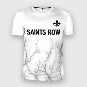 Мужская футболка 3D Slim с принтом Saints Row glitch на светлом фоне: символ сверху в Белгороде, 100% полиэстер с улучшенными характеристиками | приталенный силуэт, круглая горловина, широкие плечи, сужается к линии бедра | 