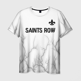 Мужская футболка 3D с принтом Saints Row glitch на светлом фоне: символ сверху в Белгороде, 100% полиэфир | прямой крой, круглый вырез горловины, длина до линии бедер | 