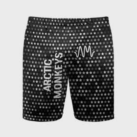 Мужские шорты спортивные с принтом Arctic Monkeys glitch на темном фоне: надпись, символ ,  |  | 