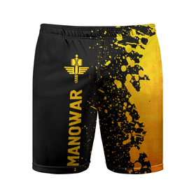 Мужские шорты спортивные с принтом Manowar   gold gradient: по вертикали в Курске,  |  | Тематика изображения на принте: 