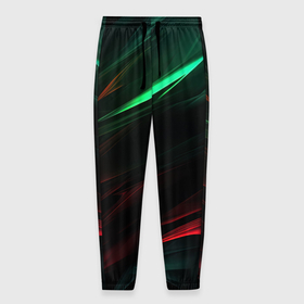 Мужские брюки 3D с принтом Dark red and green в Тюмени, 100% полиэстер | манжеты по низу, эластичный пояс регулируется шнурком, по бокам два кармана без застежек, внутренняя часть кармана из мелкой сетки | 