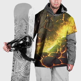 Накидка на куртку 3D с принтом Разлом плиты с лавой в Белгороде, 100% полиэстер |  | 