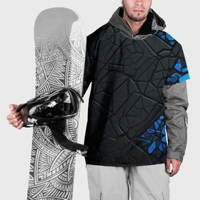 Накидка на куртку 3D с принтом Черные плиты с синими  вставками в Петрозаводске, 100% полиэстер |  | Тематика изображения на принте: 
