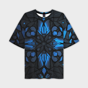 Мужская футболка oversize 3D с принтом Синий абстрактный узор на плитах в Новосибирске,  |  | Тематика изображения на принте: 