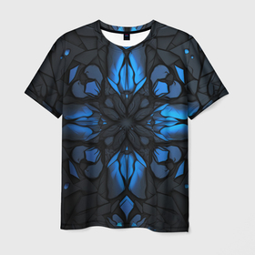 Мужская футболка 3D с принтом Синий абстрактный узор на плитах в Петрозаводске, 100% полиэфир | прямой крой, круглый вырез горловины, длина до линии бедер | 