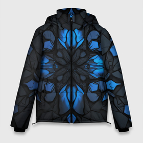 Мужская зимняя куртка 3D с принтом Синий абстрактный узор на плитах в Петрозаводске, верх — 100% полиэстер; подкладка — 100% полиэстер; утеплитель — 100% полиэстер | длина ниже бедра, свободный силуэт Оверсайз. Есть воротник-стойка, отстегивающийся капюшон и ветрозащитная планка. 

Боковые карманы с листочкой на кнопках и внутренний карман на молнии. | 