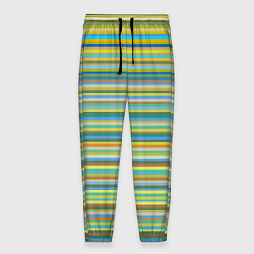 Мужские брюки 3D с принтом горизонтальные разноцветные полосы в Тюмени, 100% полиэстер | манжеты по низу, эластичный пояс регулируется шнурком, по бокам два кармана без застежек, внутренняя часть кармана из мелкой сетки | 