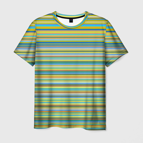 Мужская футболка 3D с принтом горизонтальные разноцветные полосы в Санкт-Петербурге, 100% полиэфир | прямой крой, круглый вырез горловины, длина до линии бедер | 