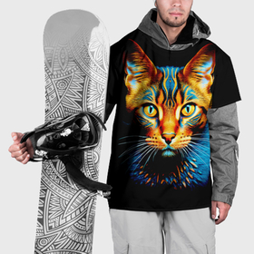 Накидка на куртку 3D с принтом Сюрреалистичный кот в Петрозаводске, 100% полиэстер |  | 