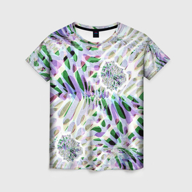 Женская футболка 3D с принтом Floral abstract в Кировске, 100% полиэфир ( синтетическое хлопкоподобное полотно) | прямой крой, круглый вырез горловины, длина до линии бедер | 
