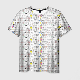 Мужская футболка 3D с принтом Паттерн с мемами в Тюмени, 100% полиэфир | прямой крой, круглый вырез горловины, длина до линии бедер | 