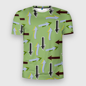 Мужская футболка 3D Slim с принтом Стрелочки вверх и вниз в Санкт-Петербурге, 100% полиэстер с улучшенными характеристиками | приталенный силуэт, круглая горловина, широкие плечи, сужается к линии бедра | 