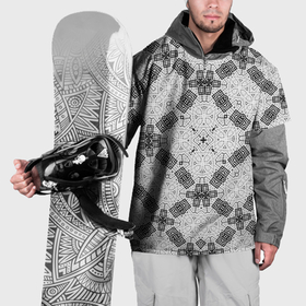 Накидка на куртку 3D с принтом Черно белый ажурный кружевной узор Геометрия в Тюмени, 100% полиэстер |  | 