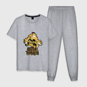 Мужская пижама хлопок с принтом Желтый череп в Курске, 100% хлопок | брюки и футболка прямого кроя, без карманов, на брюках мягкая резинка на поясе и по низу штанин
 | 