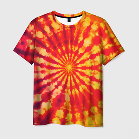 Мужская футболка 3D с принтом Тай дай солнце , 100% полиэфир | прямой крой, круглый вырез горловины, длина до линии бедер | 
