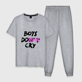 Мужская пижама хлопок с принтом Boys dont cry в Петрозаводске, 100% хлопок | брюки и футболка прямого кроя, без карманов, на брюках мягкая резинка на поясе и по низу штанин
 | 