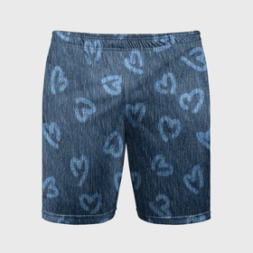 Мужские шорты спортивные с принтом Hearts on denim в Тюмени,  |  | 