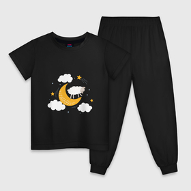Детская пижама хлопок с принтом Спящая Овечка в Курске, 100% хлопок |  брюки и футболка прямого кроя, без карманов, на брюках мягкая резинка на поясе и по низу штанин
 | 