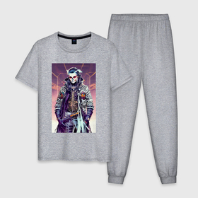 Мужская пижама хлопок с принтом Джонни Депп   хэллоуин   фантазия в Санкт-Петербурге, 100% хлопок | брюки и футболка прямого кроя, без карманов, на брюках мягкая резинка на поясе и по низу штанин
 | 