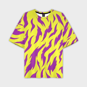 Мужская футболка oversize 3D с принтом Кислотный тигр паттерн ,  |  | Тематика изображения на принте: 