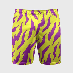 Мужские шорты спортивные с принтом Кислотный тигр паттерн ,  |  | Тематика изображения на принте: 