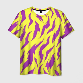 Мужская футболка 3D с принтом Кислотный тигр паттерн , 100% полиэфир | прямой крой, круглый вырез горловины, длина до линии бедер | Тематика изображения на принте: 