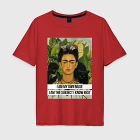 Мужская футболка хлопок Oversize с принтом Frida Khalo Icon в Санкт-Петербурге, 100% хлопок | свободный крой, круглый ворот, “спинка” длиннее передней части | 