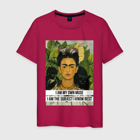 Мужская футболка хлопок с принтом Frida Khalo Icon в Санкт-Петербурге, 100% хлопок | прямой крой, круглый вырез горловины, длина до линии бедер, слегка спущенное плечо. | 