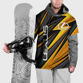 Накидка на куртку 3D с принтом Лексус   желтая спортивная абстракция в Екатеринбурге, 100% полиэстер |  | 