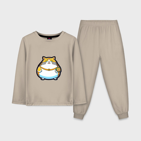 Детская пижама с лонгсливом хлопок с принтом Стикер   толстый кот   нейросеть в Курске,  |  | 
