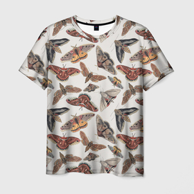 Мужская футболка 3D с принтом Бабочки и мотыльки в Курске, 100% полиэфир | прямой крой, круглый вырез горловины, длина до линии бедер | 