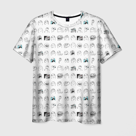 Мужская футболка 3D с принтом Паттерн мемы класические Rage в Тюмени, 100% полиэфир | прямой крой, круглый вырез горловины, длина до линии бедер | 